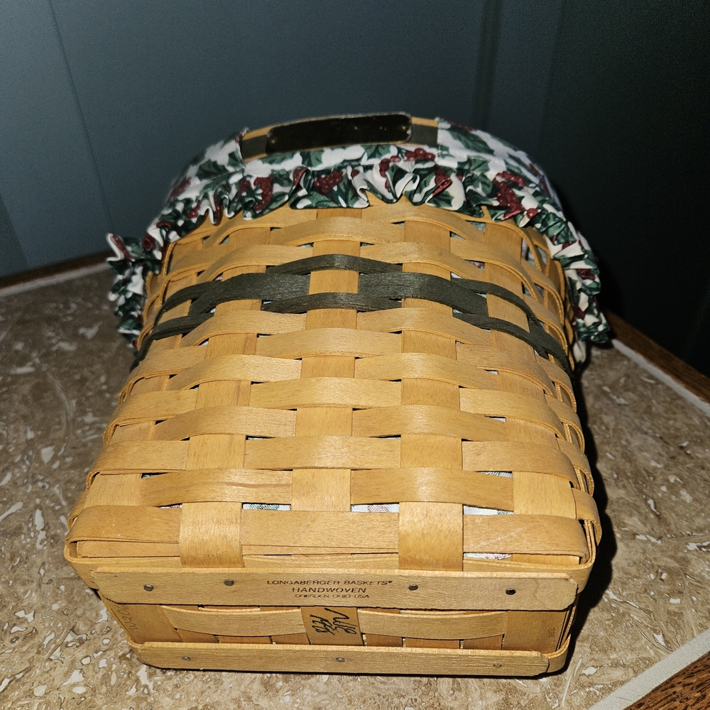 Longaberger Basket with Green and Red Accents - Picture 3 of 5